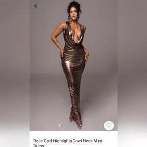 Rose Gold Highlights Cowl Neck Maxi Dress